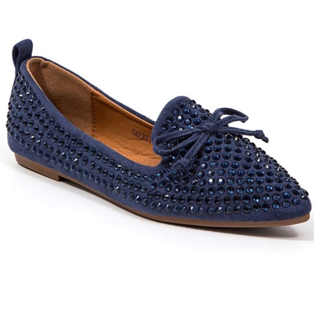 NIB Navy crystal ballet flat -sz 41